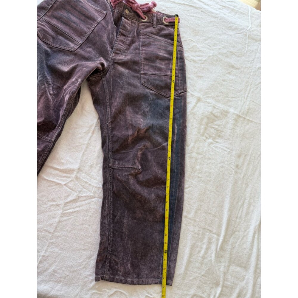 Free People Moxie Flocked Pull On Barrel Jeans We The Free Rope Tie Size 31 - Picture 8 of 9